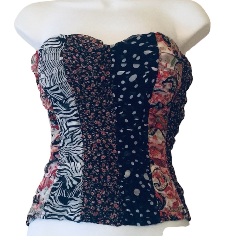 bebe Multicolor Strapless Top